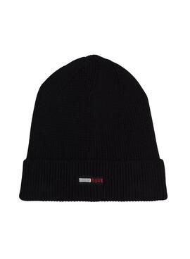 Gorro Tommy Jeans Elongated Flag negro para mujer