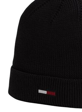 Gorro Tommy Jeans Elongated Flag negro para mujer