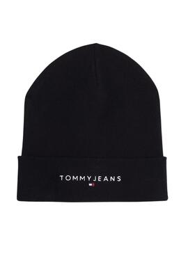 Gorro Tommy Jeans logo bordado negro para mujer