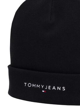 Gorro Tommy Jeans logo bordado negro para mujer