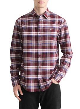 Camisa Tommy Jeans cuadros Oxford granate para hombre