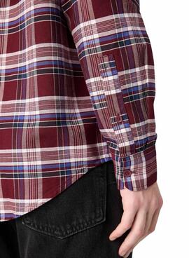 Camisa Tommy Jeans cuadros Oxford granate para hombre