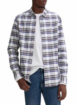 Camisa Tommy Jeans cuadros Oxford blanco para hombre