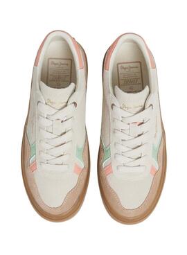 Zapatillas Pepe Jeans Travis retro blanco para mujer