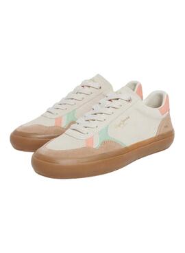 Zapatillas Pepe Jeans Travis retro blanco para mujer