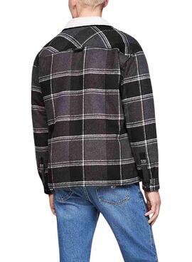 Sobrecamisa Tommy Jeans.Sherpa cuadros gris para hombre