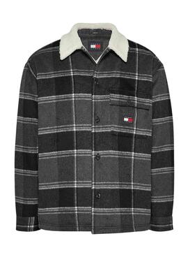 Sobrecamisa Tommy Jeans.Sherpa cuadros gris para hombre