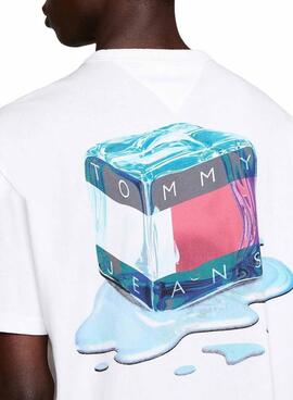 Camiseta Tommy Jeans Novelty blanco estampado espalda para hombre