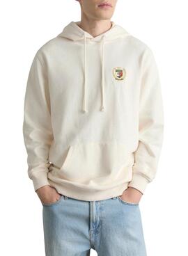 Sudadera Tommy Jeans Crest capucha beige para hombre