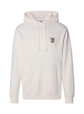 Sudadera Tommy Jeans Crest capucha beige para hombre