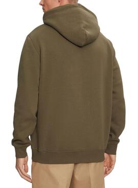 Sudadera Tommy Jeans Linear Gold capucha verde para hombre