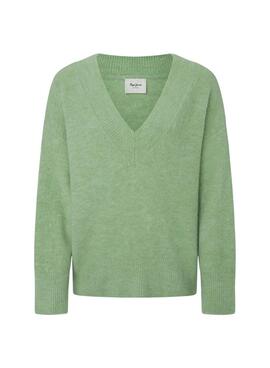 Jersey Pepe Jeans Irma V neck verde para mujer