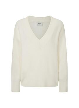 Jersey Pepe Jeans Irma V neck beige para mujer