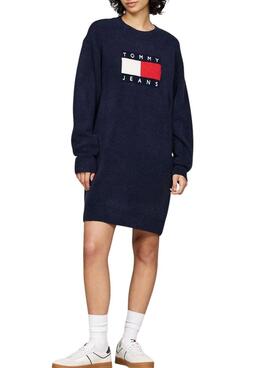 Vestido Tommy Jeans lana bandera marino para mujer