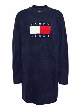 Vestido Tommy Jeans lana bandera marino para mujer