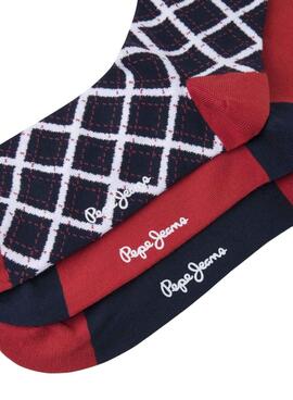 Calcetines Pepe Jeans Tartan azul marino y rojo para hombre