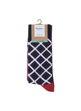 Calcetines Pepe Jeans Tartan azul marino y rojo para hombre