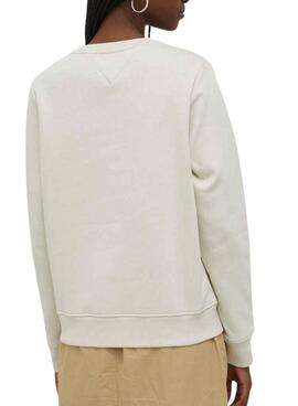 Sudadera Tommy Jeans Linear beige para mujer