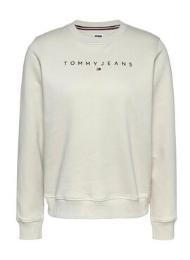 Sudadera Tommy Jeans Linear beige para mujer