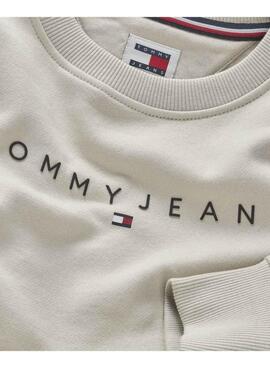 Sudadera Tommy Jeans Linear beige para mujer