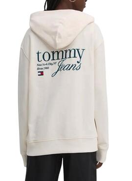 Sudadera Tommy Jeans Luxe Oversize beige para mujer