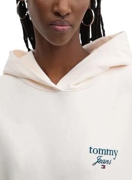 Sudadera Tommy Jeans Luxe Oversize beige para mujer