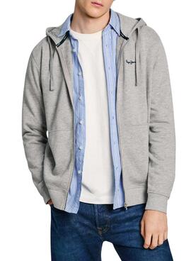 Sudadera Pepe Jeans New Joe Zip gris para hombre