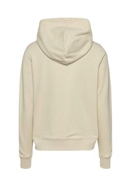 Sudadera Tommy Jeans Essential logo con capucha beige para mujer