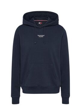 Sudadera Tommy Jeans Essential logo con capucha marino para mujer