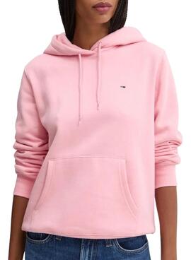 Sudadera Tommy Jeans Flag regular rosa capucha para mujer