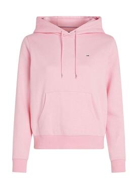 Sudadera Tommy Jeans Flag regular rosa capucha para mujer