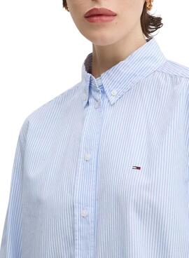 Camisa Tommy Jeans Essential rayas azul para mujer