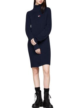 Vestido Tommy Jeans cuello vuelto marino para mujer