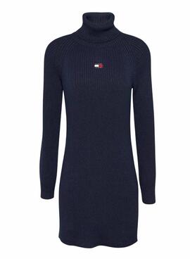 Vestido Tommy Jeans cuello vuelto marino para mujer