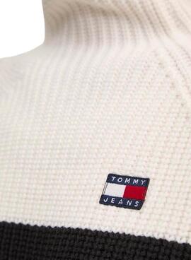 Jersey de punto Tommy Jeans cuello vuelto rayas para mujer