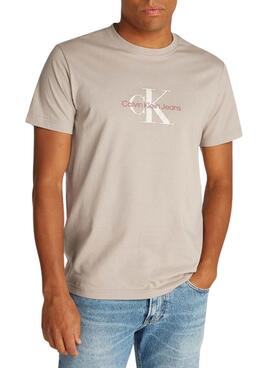 Camiseta Calvin Klein Jeans Distressed beige para hombre