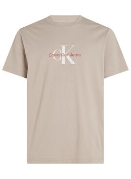 Camiseta Calvin Klein Jeans Distressed beige para hombre