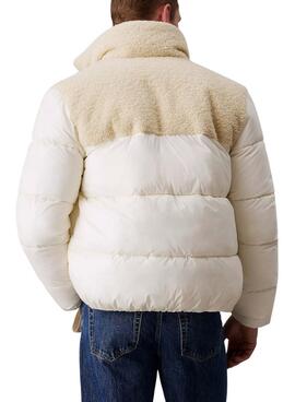 Cazadora Calvin Klein Jeans Sherpa borreguillo crema para hombre