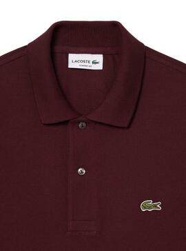 Polo Lacoste manga larga granate para hombre