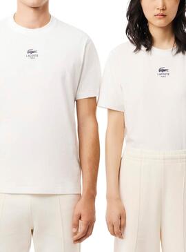 Camiseta Lacoste Paris beige para mujer y hombre