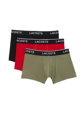 Calzoncillos Lacoste Boxer verde rojo y negro para hombre