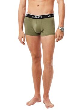 Calzoncillos Lacoste Boxer verde rojo y negro para hombre