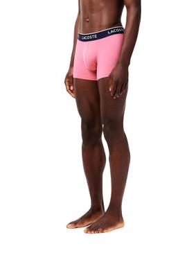 Calzoncillos Lacoste Boxer granate rosa y azul para hombre