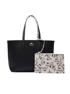 Bolso Lacoste Anna reversible negro y blanco para mujer