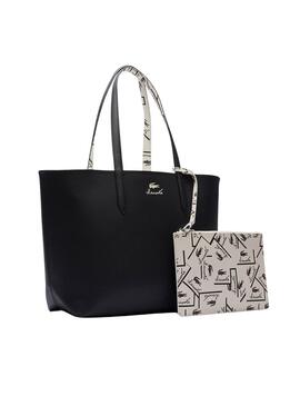 Bolso Lacoste Anna reversible negro y blanco para mujer