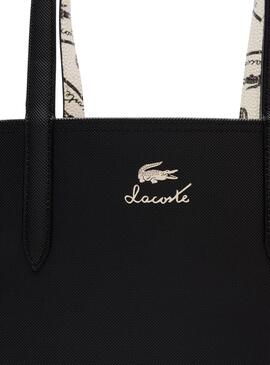 Bolso Lacoste Anna reversible negro y blanco para mujer