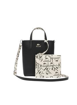 Bolso Lacoste Anna Vertical blanco y negro para mujer