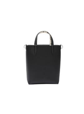 Bolso Lacoste Anna Vertical blanco y negro para mujer