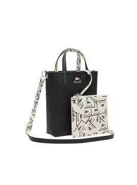 Bolso Lacoste Anna Vertical blanco y negro para mujer