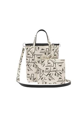 Bolso Lacoste Anna Vertical blanco y negro para mujer